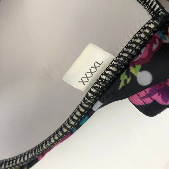 Black Polka Dot Multicolor Floral Swim Bikini Halter Tie Top Plus Size XXXXL - Picture 4 of 5